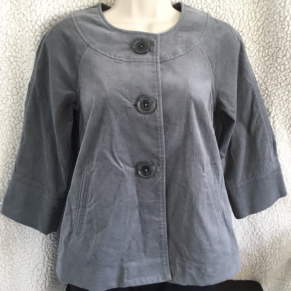 SALE 🔥 Gap Gray Velvet Crop Jacket Blazer 3/4 Sleeve NWT - Picture 9 of 9
